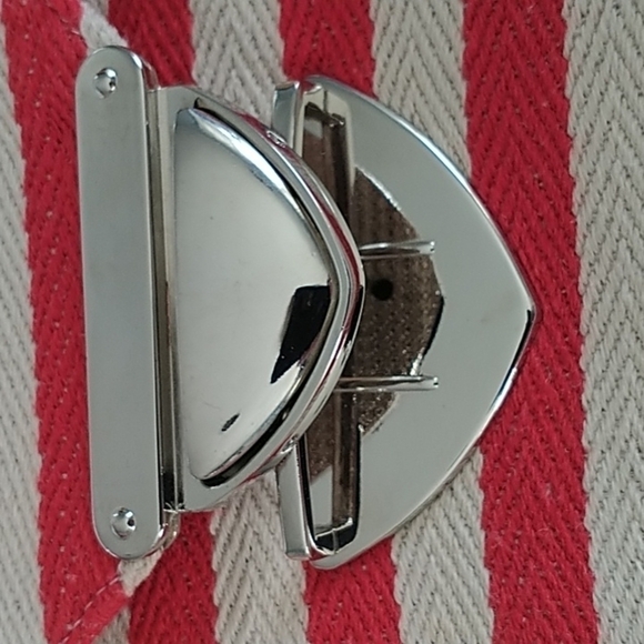 Mudo Accessories Portfolio Envelope Bag Clutch Crossbody Red and White Stripe - Picture 10 of 12